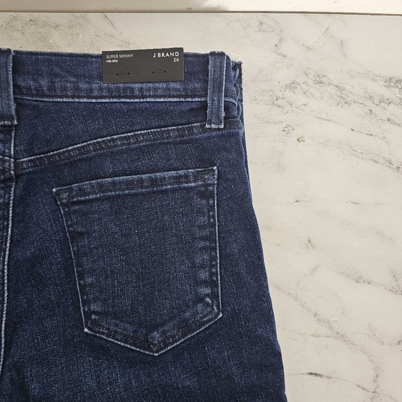 J Brand Super Skinny Mid Rise Braided Catonite Dark Blue Jeans 26 NWT - Picture 7 of 10